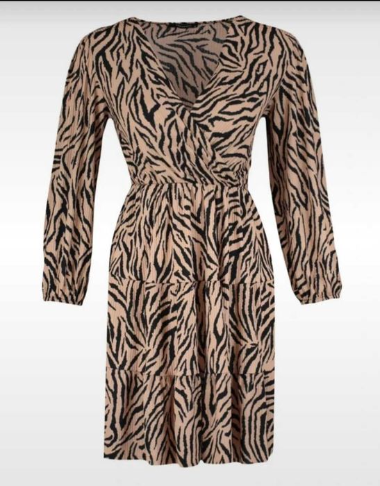 Rochie mini cu model zebra maro