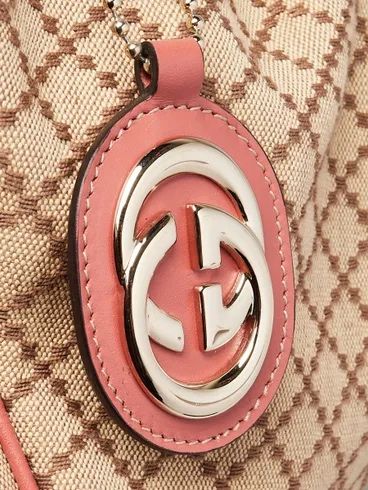 Gucci Beige/Pink Diamante Canvas Medium Sukey Bag