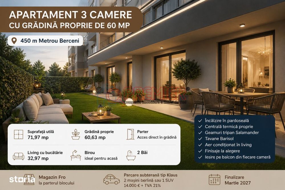 3 Camere Bloc nou | Curte 60 mp | Metrou Berceni — fotografia 1