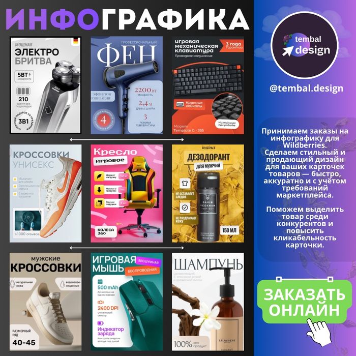 Инфографика для карточек Wildberries/Kaspi/Ozon