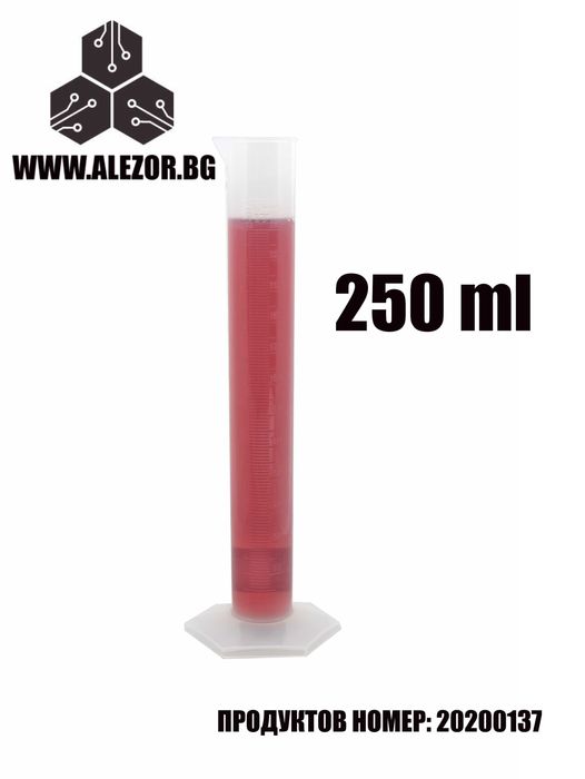 Мерителен Цилиндър 250 мл Полипропиленов Бяла Градуировка, 20200137