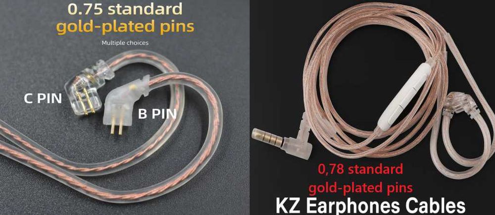 Продам оригинальный кабель для наушников KZ: C и В PIN 0,75 / 0.78 мм