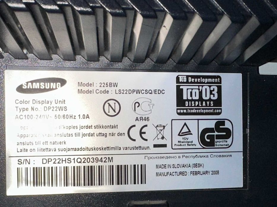 Monitor Samsung SyncMaster 225BW 22 inch