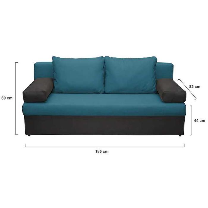 Canapea Kring Odense, 185x82x80cm, suprafata dormit 185x133 cm, culoare Gri/Turcoaz