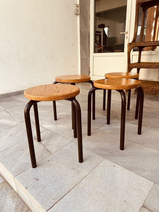 Винтидж шведски табуретки – комплект 4 бр. (1970-те)