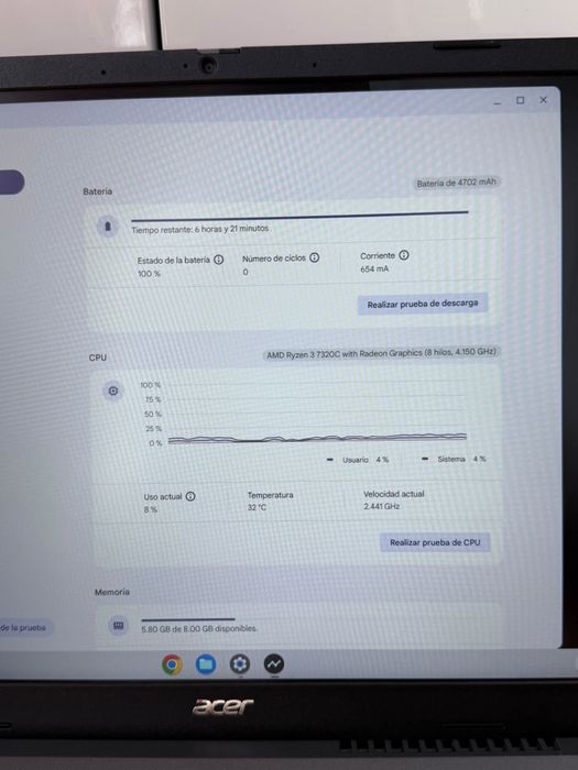 Laptop Acer Chromebook Plus 514 14" 8 GB RAM 256 GB SSD - NOU