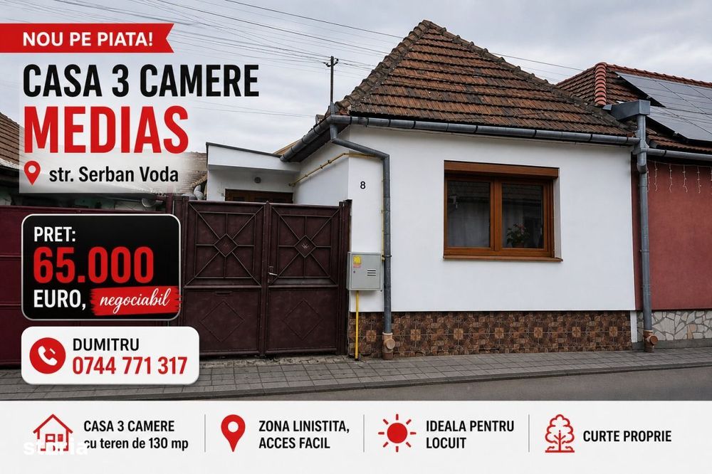 Medias - strada Serban Voda, Casa 3 camere cu teren 130 mp