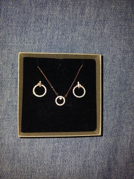 Сребърен комплект обеци и колие/висулка