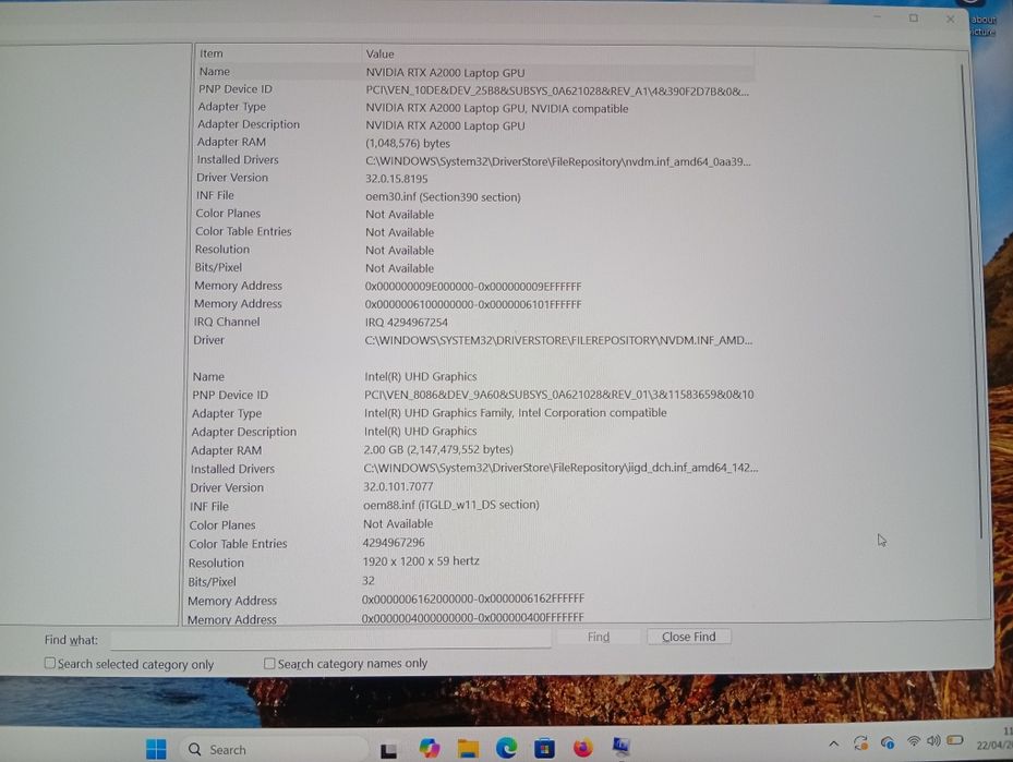 Laptop Dell 5560-i9 vPRO 11950H-64GB DDR4-RTX A2000