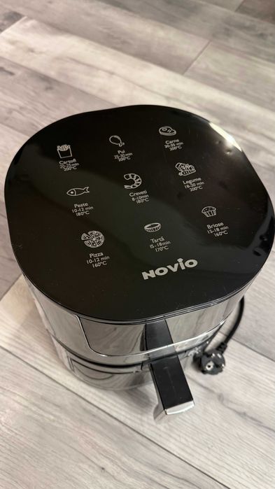 Air Fryer Grill & Fry Novio, 7L, 1400W, Negru/Inox