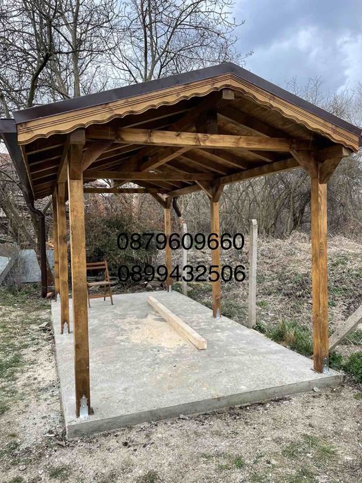 Дървени конструкции навеси терсаси и барбекюта.