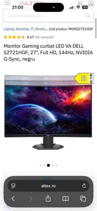 Monitor dell 27 inch 144hz G-sync