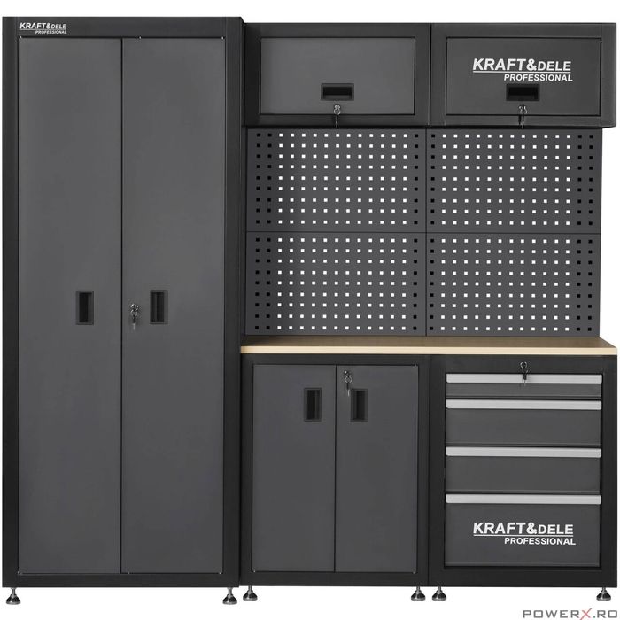 Mobilier pentru atelier, banc de lucru, set complet, antracit, Kraft