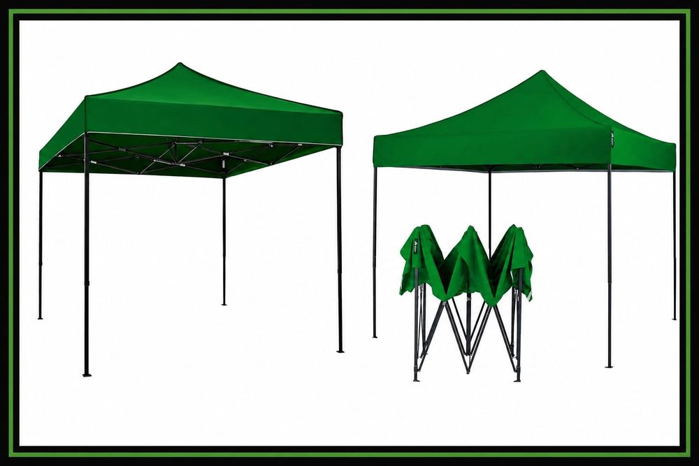 Cort pavilion pliabil / retractabil 3 × 3 m – Verde
