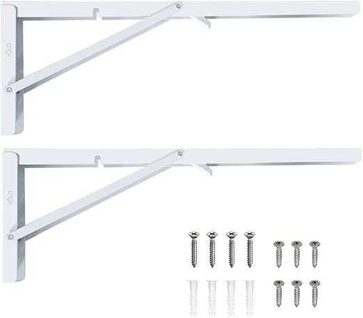 2x console rabatabile din otel alb, 500 mm, 150kg  incarcare