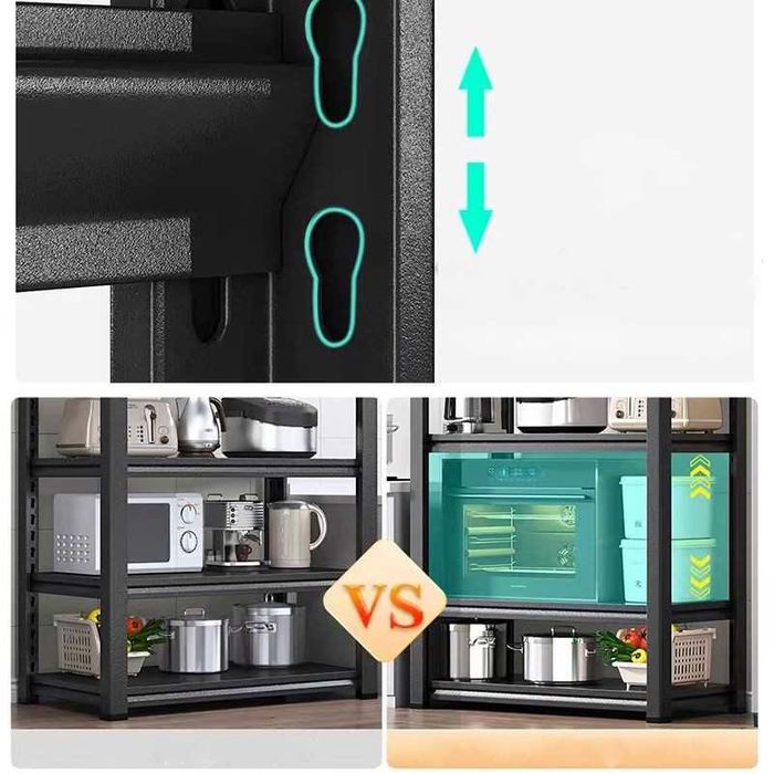 Подвальный металлический стеллаж с прочными регулируемыми полками