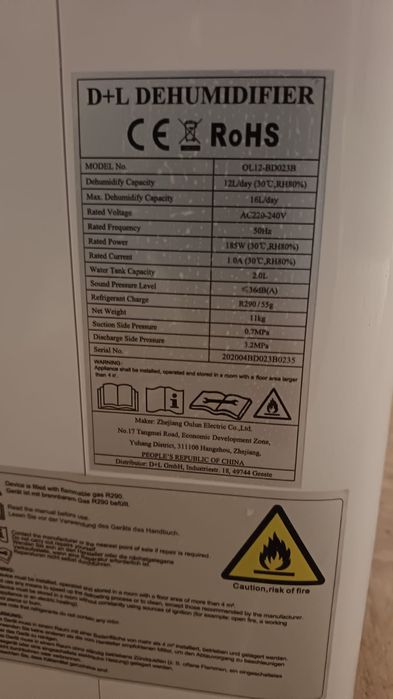 Dezumidificator 16 litri /zi