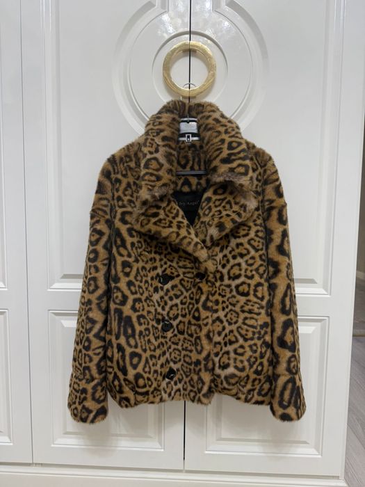 шуба укороченная леопард