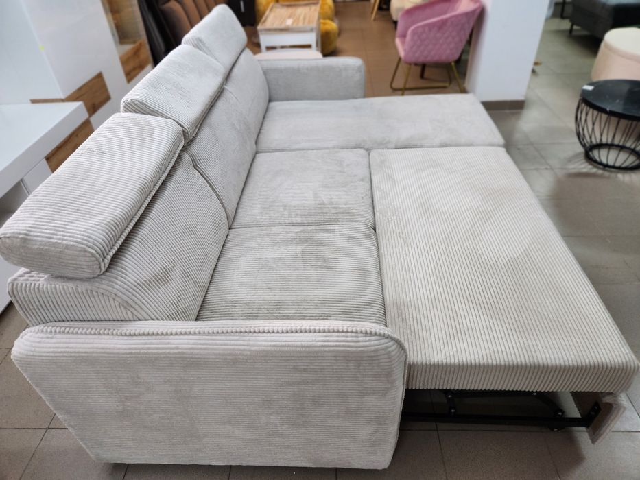 NOU Coltar modular beige, catifea raiata