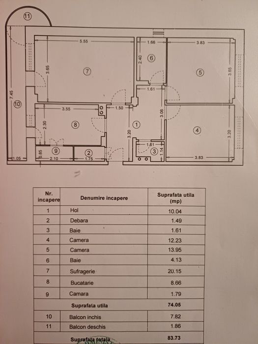 Apartament 3 camere decomandat | Bloc cărămidă 1990 | Zona Nicolae Iorga