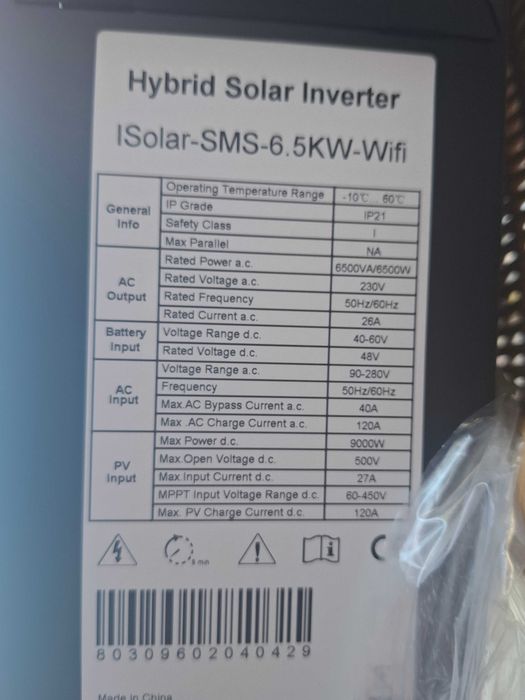 Invertor solar hibrid de 3,6KW, 5kw la 24V si 6,5kw/48V