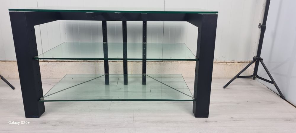 Немски Schroers & Berlin Телевизионна маса от стъкло стомана