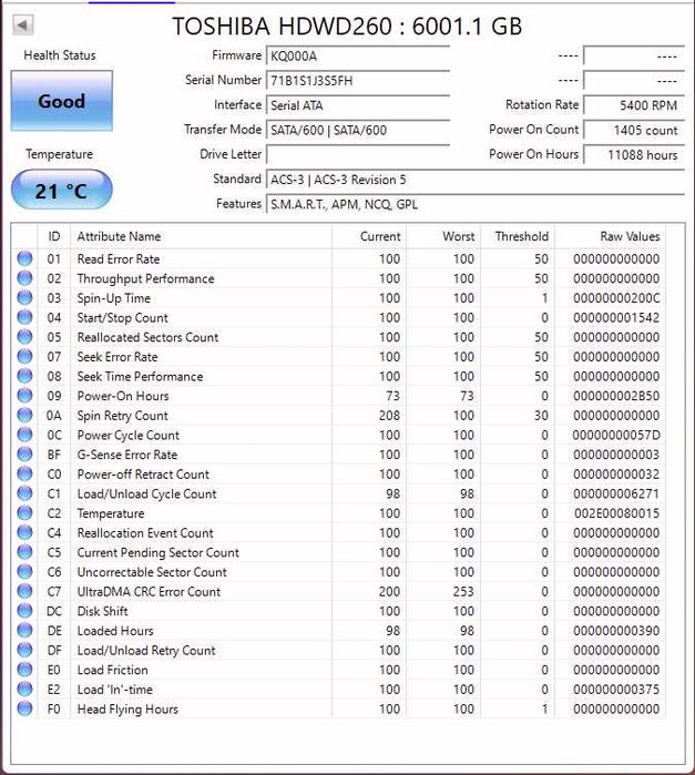 6TB HDD Toshiba PC P300 (HDWD260) 3.5"