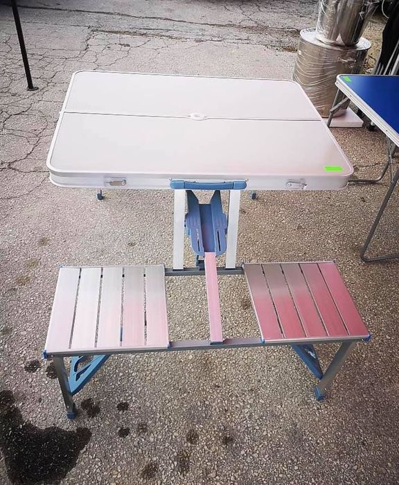 Комплект сгъваема маса с вградени 4 стола за къмпинг,риболов