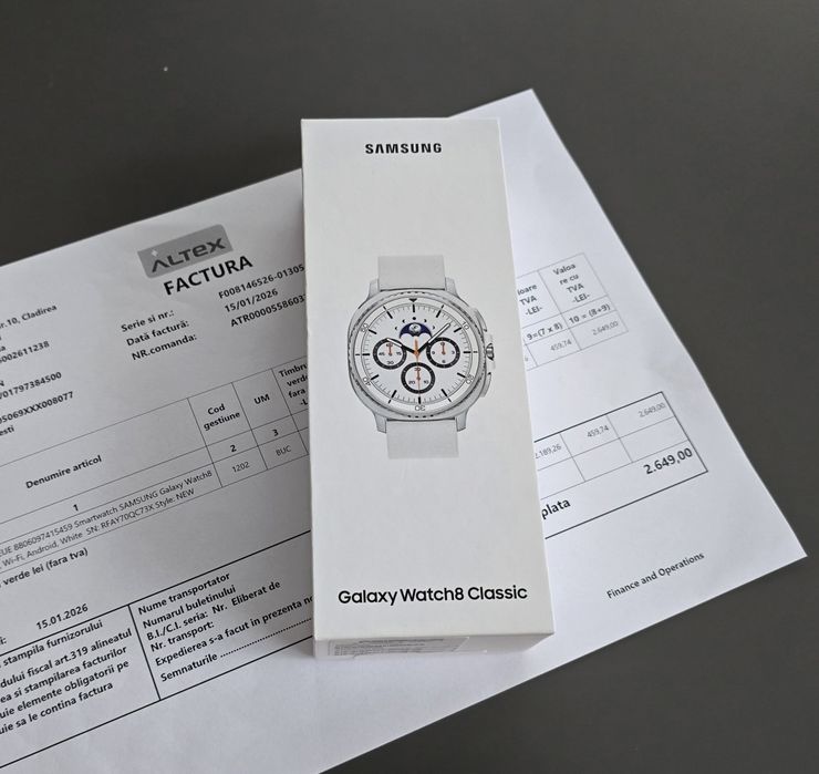 Samsung Watch 8 Classic 46mm BT White, sigilat, factura si garantie