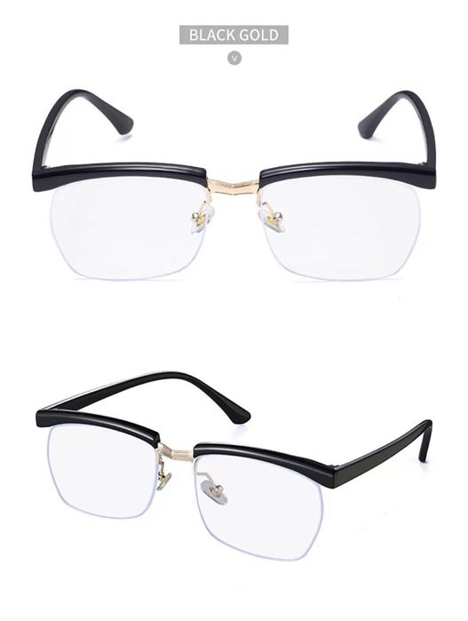 Бездиоптърни очила черни със златистa рамка защита синьо лъчение
