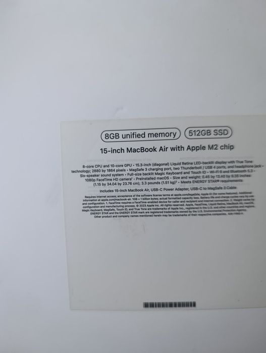 Apple Macbook M2 Air 15" 8/512gb