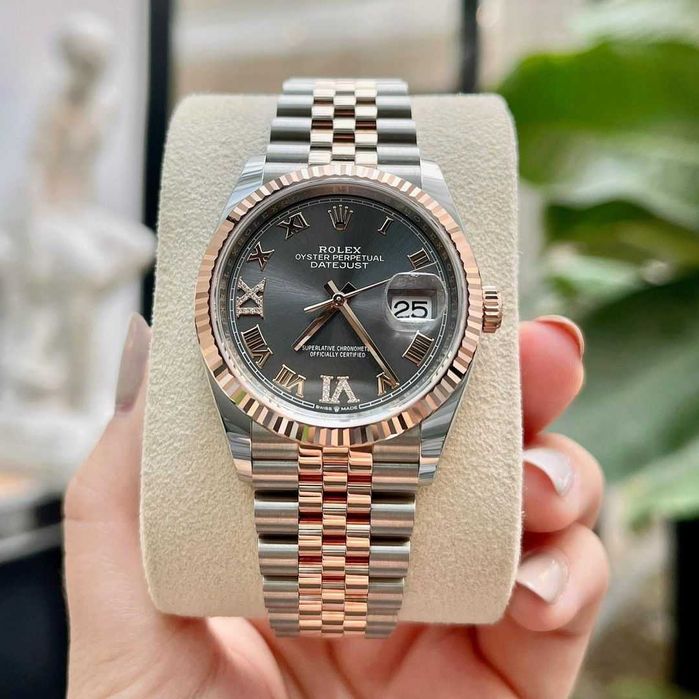 rolex datejust 36mm bi-color grey dail