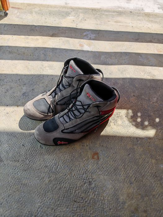 Costum piele moto impecabil+cadou geaca textil, ghete