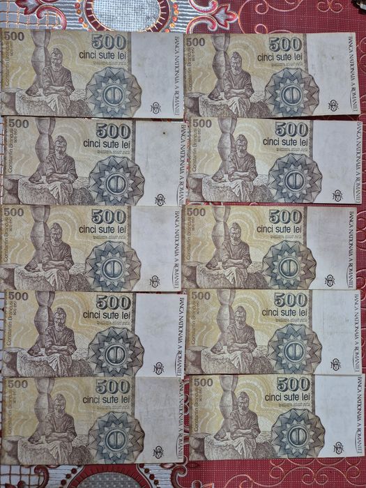 Vand 10 bancnote de 500lei cu puncte din anul 1991