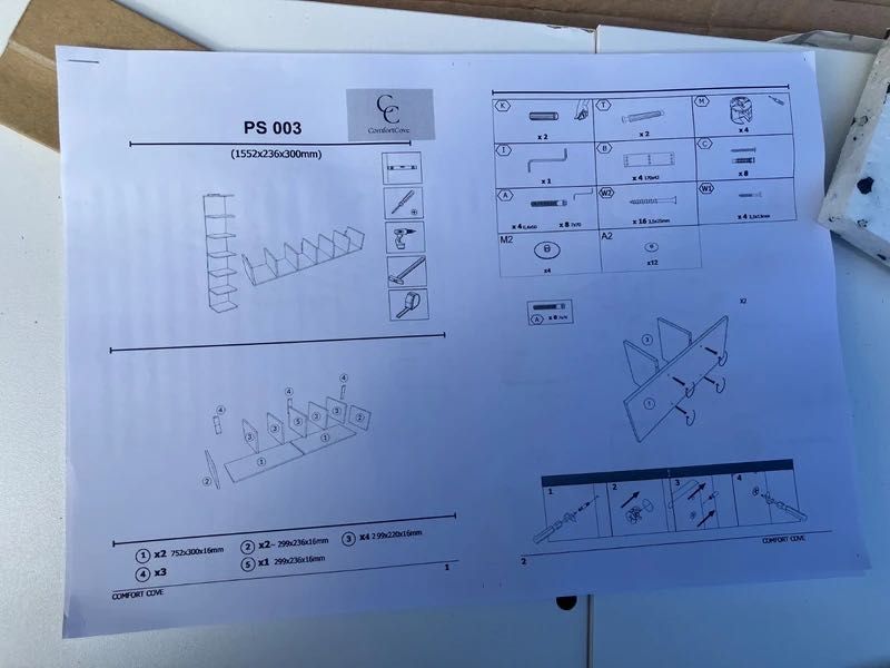 Raft de perete alb ComfortCave PS 003, Nou în cutie