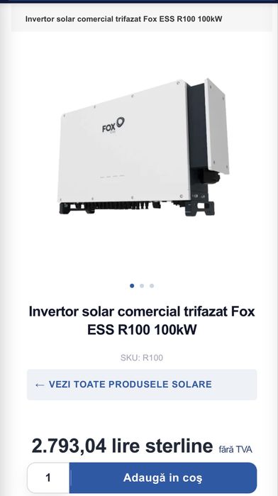 Invertor Fotovoltaic Trifazat FOX ESS R100 100kW Nou Fără Ambalaj