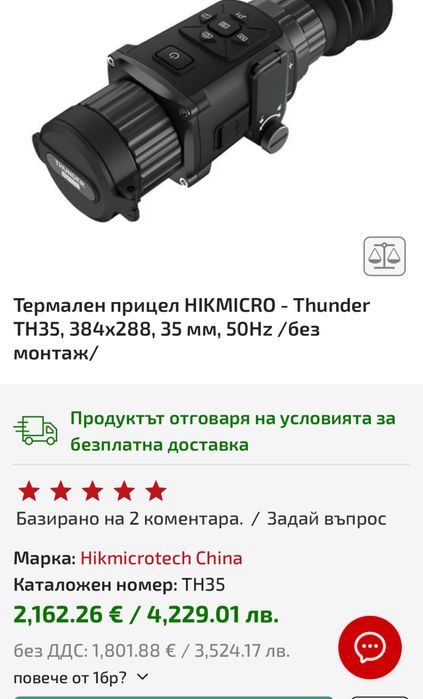 Термална насадка HIKMICRO Thunder TH35C, 384×288, 17μm, 35mm