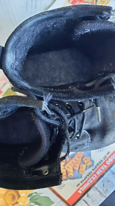 Черни дамски боти от набил -37 номер