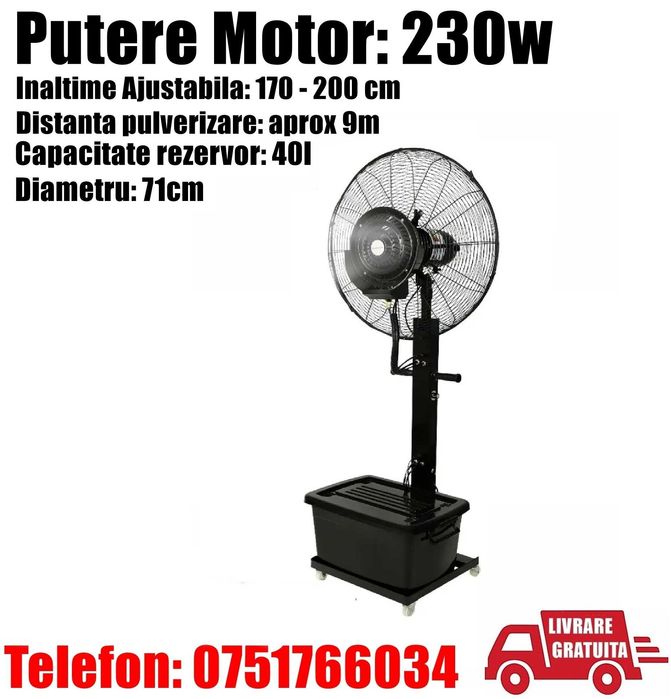 Ventilator Mare Pulverizare Vapori Apa Teresa Exterior Interior 230W Diametru 71cm Rezervor 41L + LIVRARE GRATUITA TM