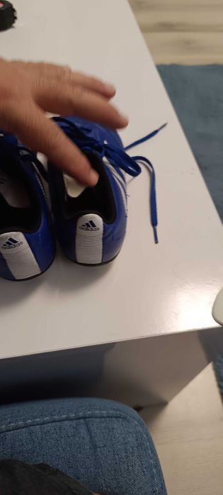 Ghete fotbal copii Adidas albastru/ alb mărimea 34