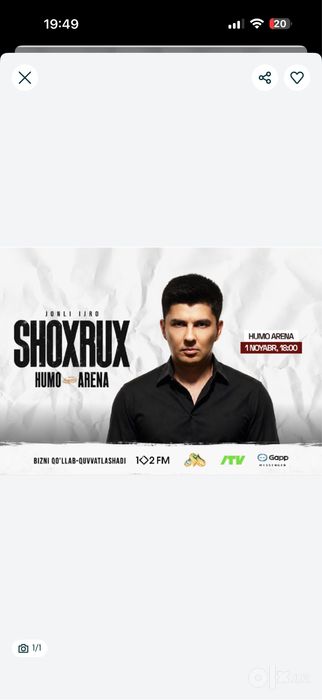 Shoxrux konsert bilet