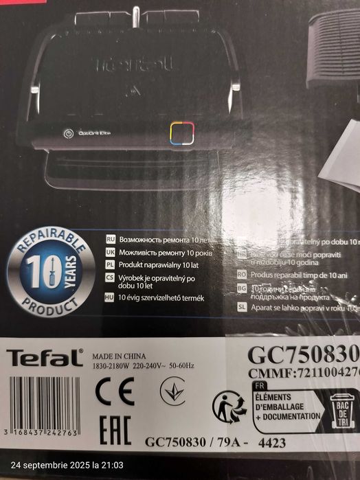 Grătar electric Tefal OptiGrill Elite,12 progr. automate,carte rețete