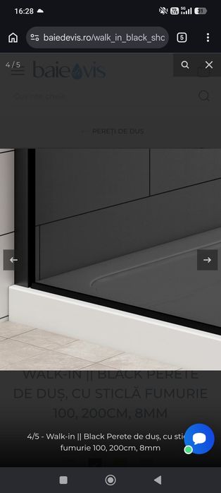 Geam sticla dus walk in fumuriu 100x200 cm