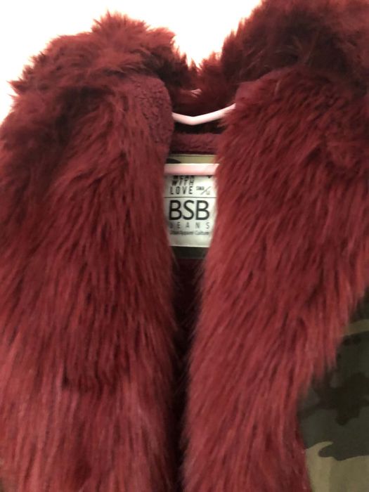 Geacă / Parka iarnă BSB Jeans cu blană artificială grena – Mărimea S