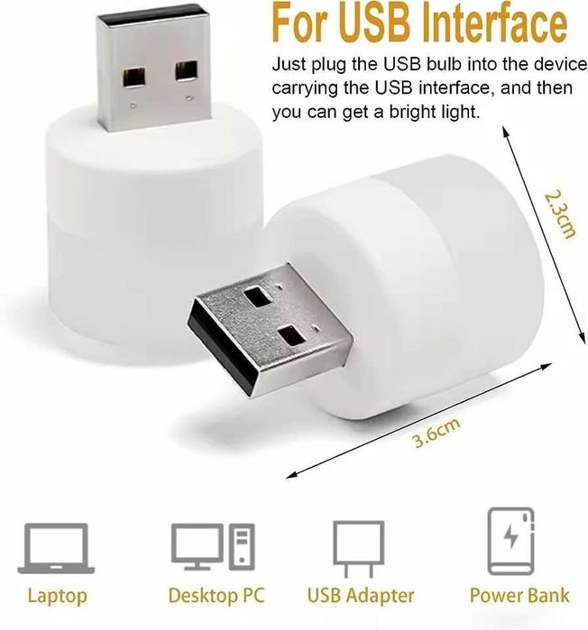 2 x Mini lampa USB LED Cald pentru veghe noaptea