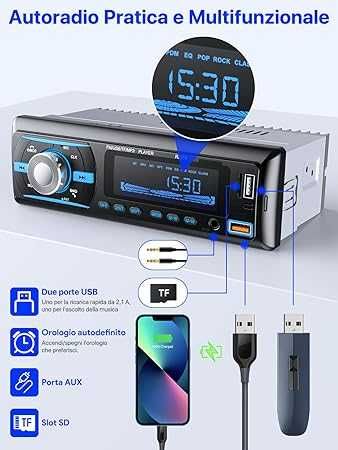 Радио mp3 плейър, R2214 WITH USB + Bluetooth,2 USB,AUX,FM/AM/CardSD
