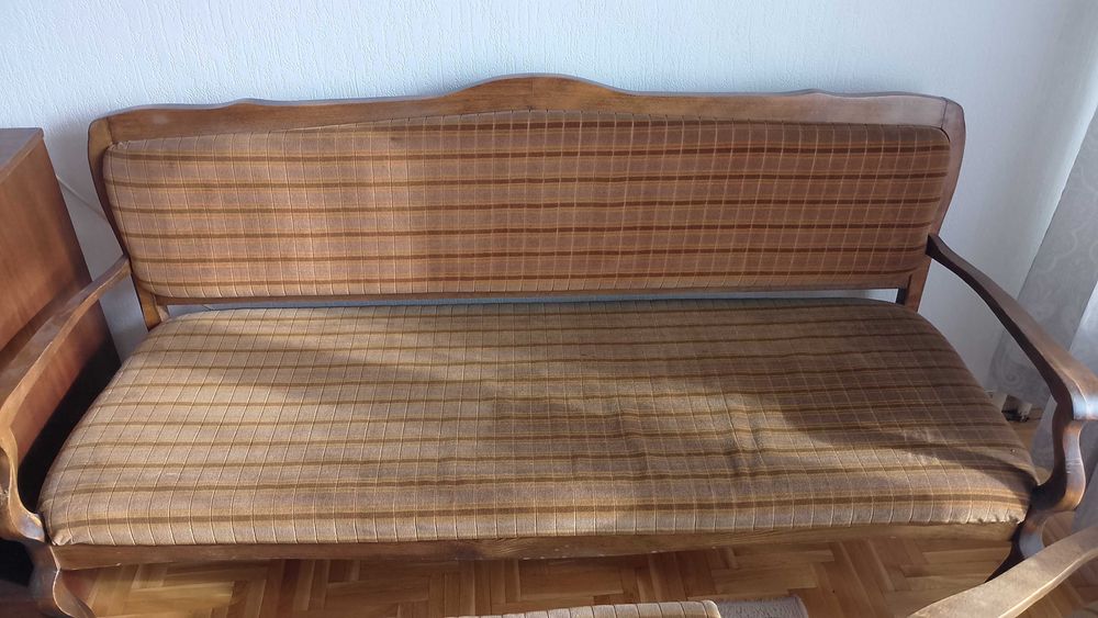 Ретро канапе с табуретки, орех