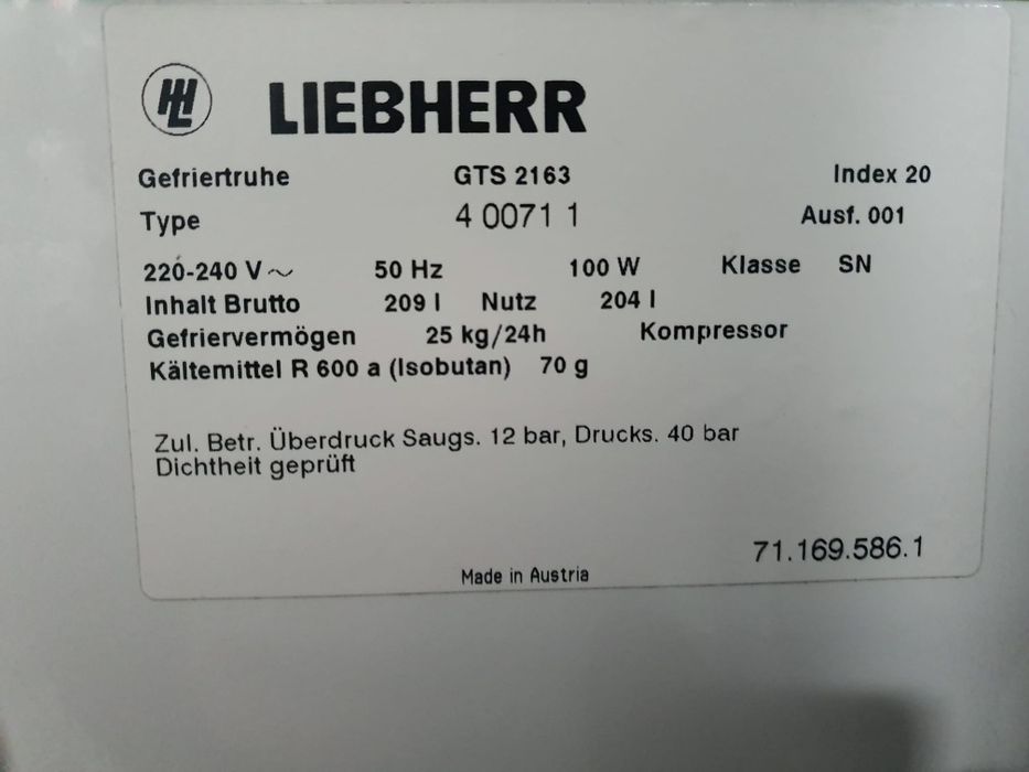 Lada frigorifica second Liebher 200 litri