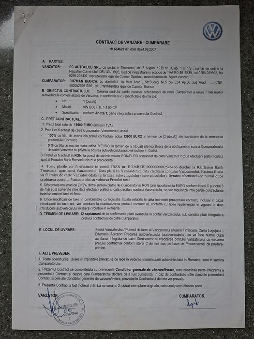 Volkswagen Golf 5  cu cel mai fiabil motor pentu oras