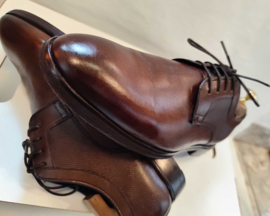 Pantofi derby 42.5 43 plain toe JOOP ! piele naturala moale maro